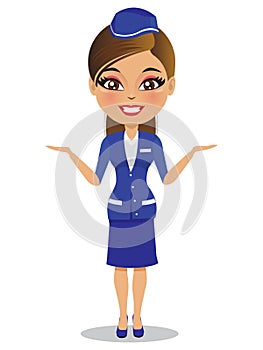 An air hostess is smiling in her uniform - Vector