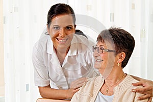 Nurse in aged care for the elderly in nursing