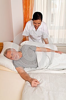 Nurse in aged care for the elderly in nursing