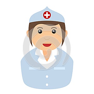 Nurse Avatar Flat Icon Isolated on White