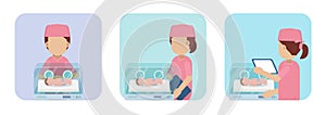Nurse with baby in incubator