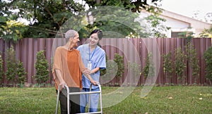 Nurse or caregiver and elderly woman support, healthcare service and health portrait at home. Medical physiotherapy