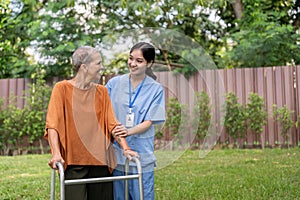 Nurse or caregiver and elderly woman support, healthcare service and health portrait at home. Medical physiotherapy