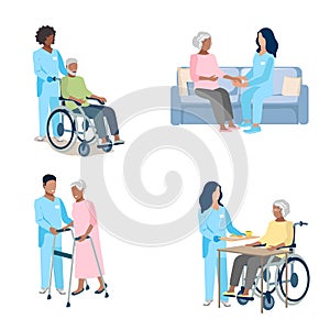 Nurse caring for the elderly set