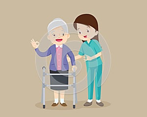 Nurse Caring for the elderly woman