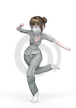 Nurse cartoon is running in white background