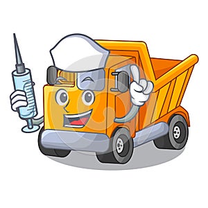 Nurse cartoon truck transportation on the road