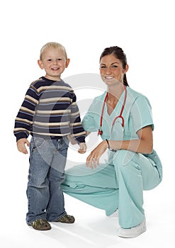 Nurse and Child on White