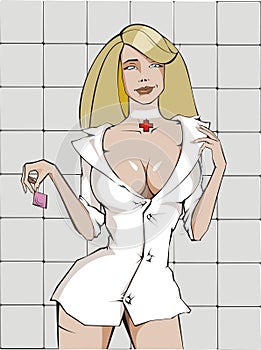 nurse with condom