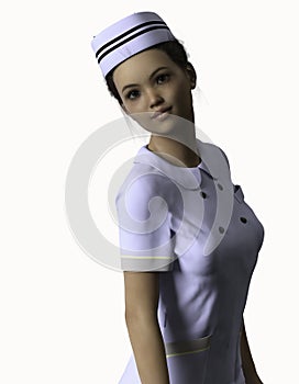 Nurse with copy space. Person is not real. She is a 3D render thus no model release is needed