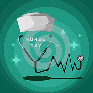 Nurse Day Vector illustration, stethoscope illustration and nurse attribute with nurse elements