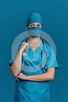 Nurse doctor blue  woman healthcare medical