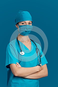 Nurse doctor blue  woman healthcare medical