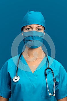 Nurse doctor blue woman healthcare medical