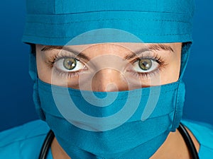 Nurse doctor blue woman healthcare medical