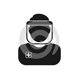 Nurse or doctor with protective gear and face mask. Perfect icon for health care concept