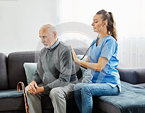 nurse doctor senior care caregiver help assistence retirement home stethoscope nursing elderly man woman health support