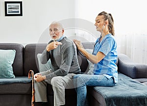 nurse doctor senior care caregiver help assistence retirement home stethoscope nursing elderly man woman health support