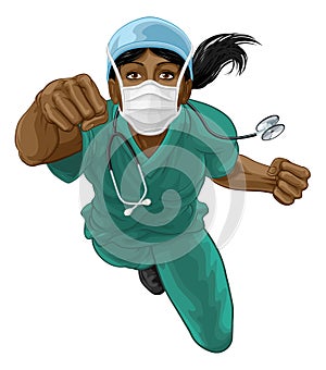 Nurse Doctor Woman Super Hero Medical Concept