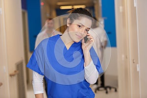nurse on duty talking on phone