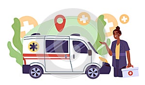 Nurse in emergency car vector concept