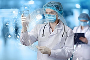 The nurse establishes a drip