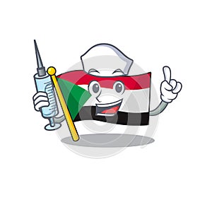 Nurse flag sudan with mascot funny cartoon