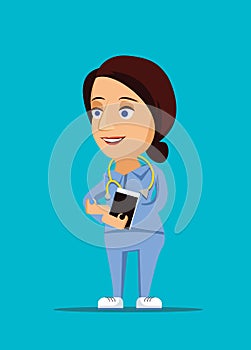 Nurse & friendly healthcare doctor illustration with stethoscope icon