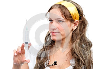 Nurse gets ready to give an injection