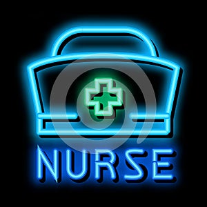 nurse hat neon glow icon illustration