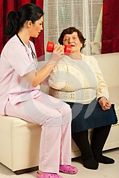 Nurse helping senior