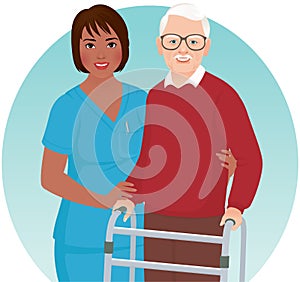Nurse helps elderly patient