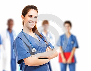 Nurse and her team photo