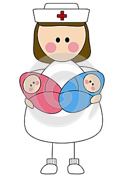 Nurse holding babies