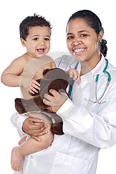 Nurse holding baby