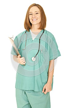 Nurse Holding Clip Board And Smile