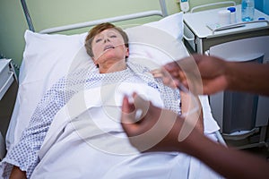 Nurse holding iv drip