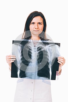 Nurse holding radiogram photo