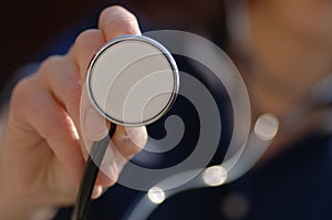 Nurse holding a stethoscope