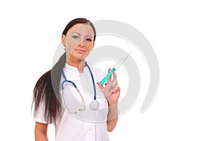 Nurse is holding syringe