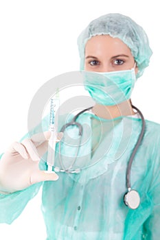 Nurse holding a syringe