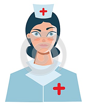 A nurse at the hospital dressed in her uniform/Nurse uniform dress worn by a nurse vector or color illustration