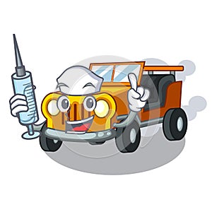 Nurse jeep car in the shape mascot