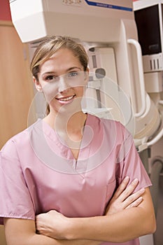 Nurse With Mammogram Machine