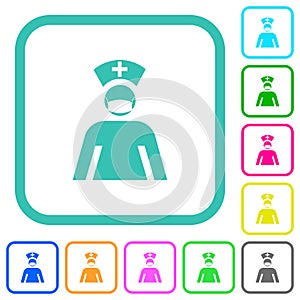 Nurse with mask vivid colored flat icons