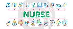 Nurse Medical Aid Minimal Infographic Banner Vector