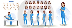 A nurse model sheet. Nurse turnaround sheet, hand gestures, lip sync