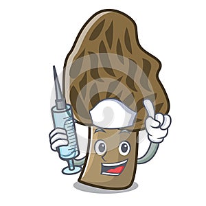 Nurse morel mushroom character cartoon