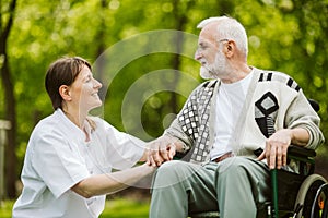 Nurse and patient in the garden