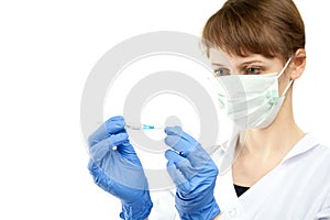 Nurse preparing syringe for injection